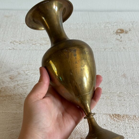 Vintage Brass Vase with Simple Detailing - Made in India - Picture 10 of 10